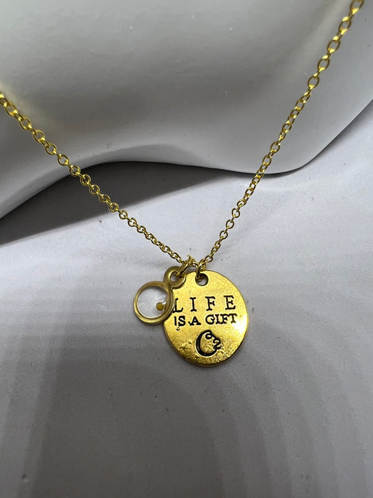 Life is a Gift Gold Necklace SEEDS JEWELRY STORE